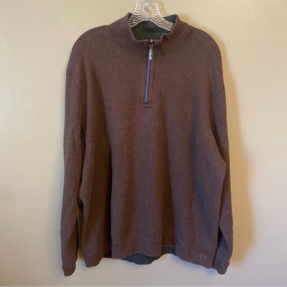 Tommy Bahama Flipshot Partial Zip Pullover Reversible Brown Gray Sweater 3XL? - Picture 4 of 14